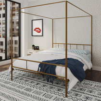 Gold canopy bed on sale frame king